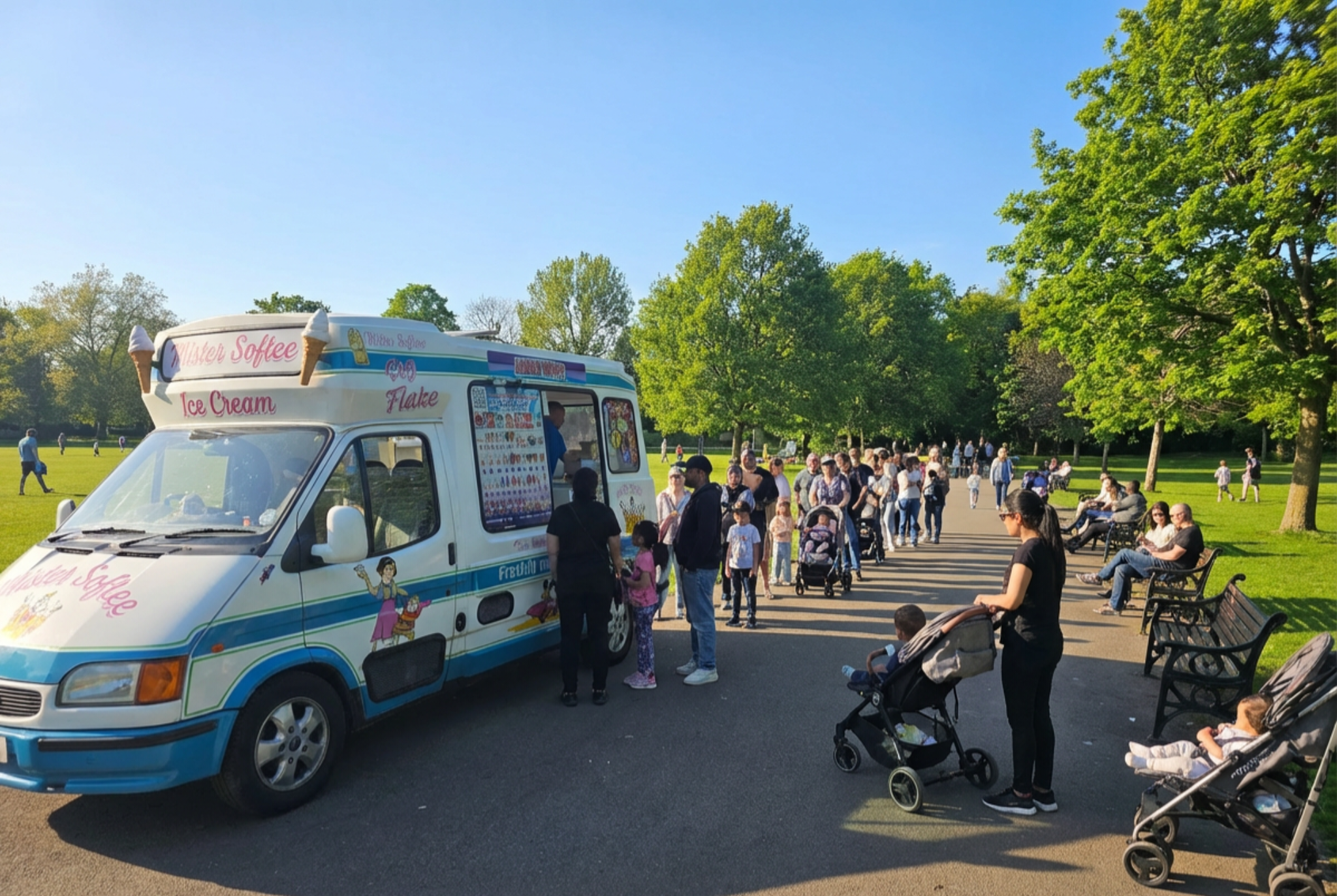 Community event queue at AADAMS WHIPPY ICECREAM VAN<br><span style='font-size:14px; font-weight:400;'>Freshly made ice cream, for those who prefer the best</span> van
